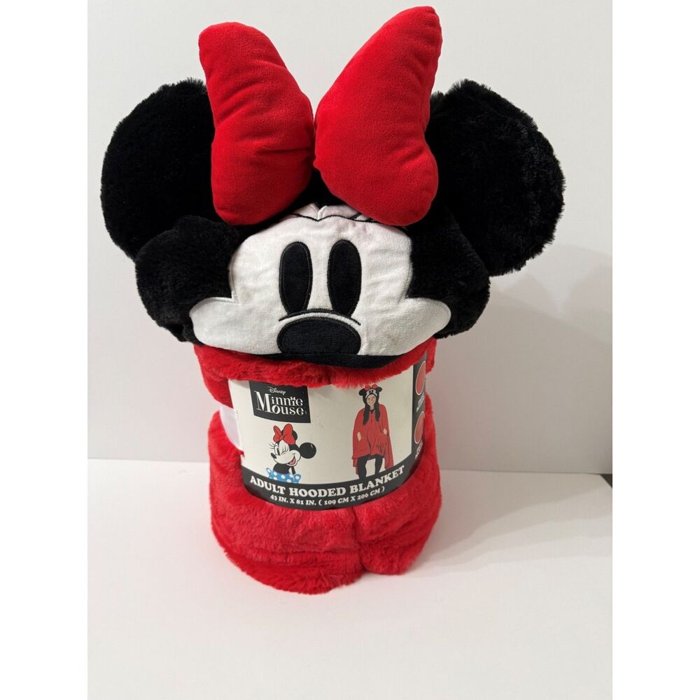 Disney Minnie Mouse Hooded Wearable Blanket Adult Plush Throw Faux Fur OS